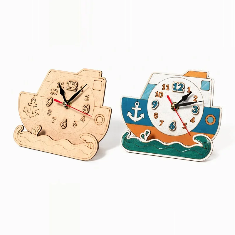 

Wooden DIY clock ornaments children's graffiti toys creative early education toys