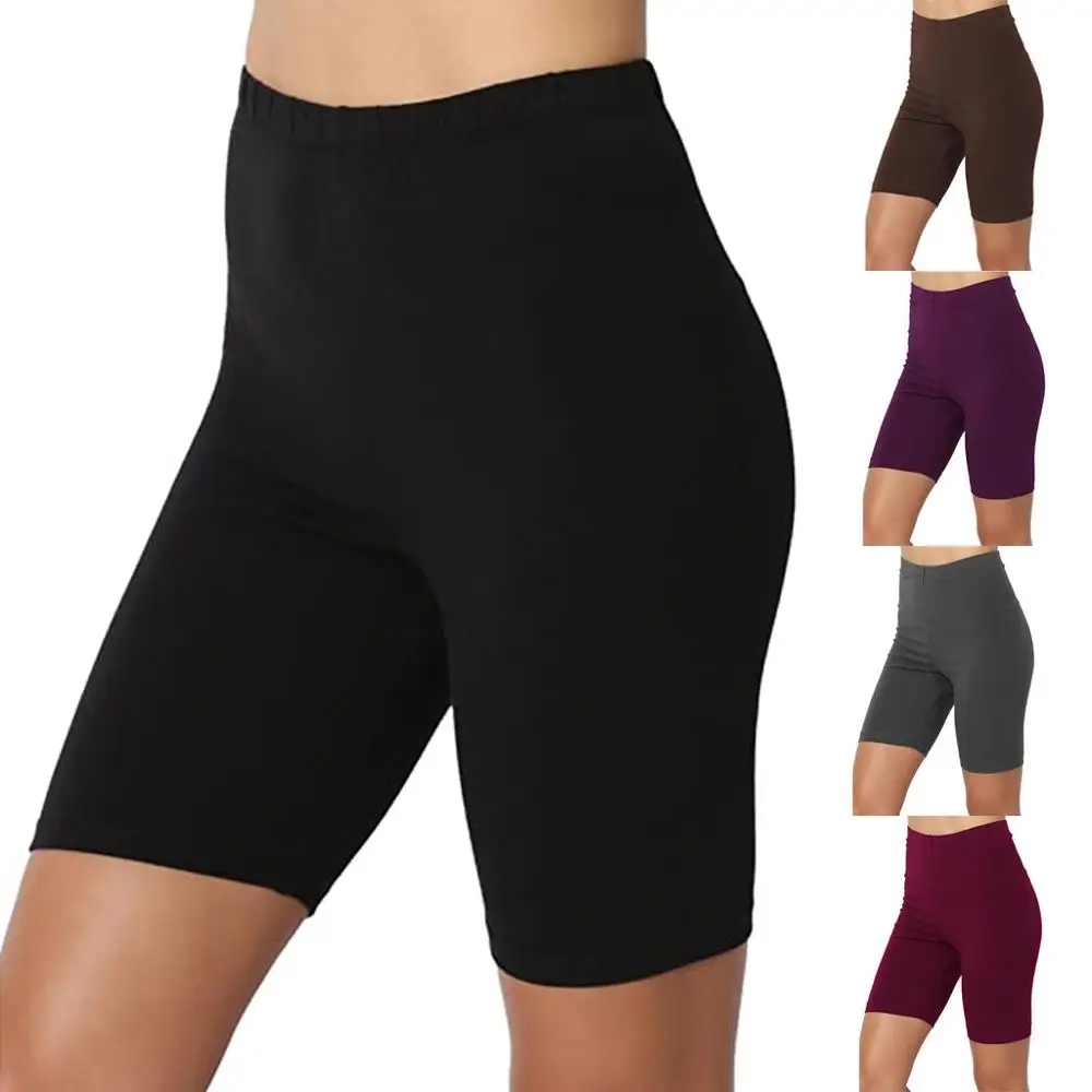 

Women Casual Fitness Short Summer Active Mid Thigh Stretch Sport Leggings Span High Waist Short Legging Pant CD