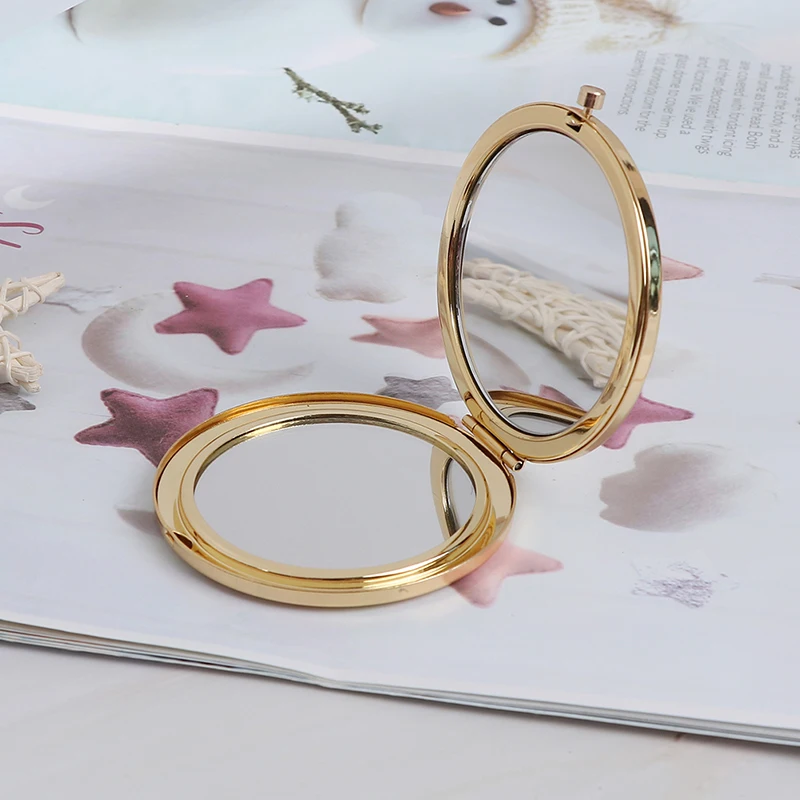 1 PC Portable Folding Mirror Compact Stainless Steel Metal Makeup Cosmetic Pocket Beauty Accessories |