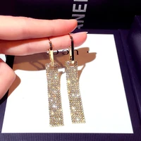 new full diamond womens earrings 2022 long fashion accessories temperament high end light luxury all match womens earrings