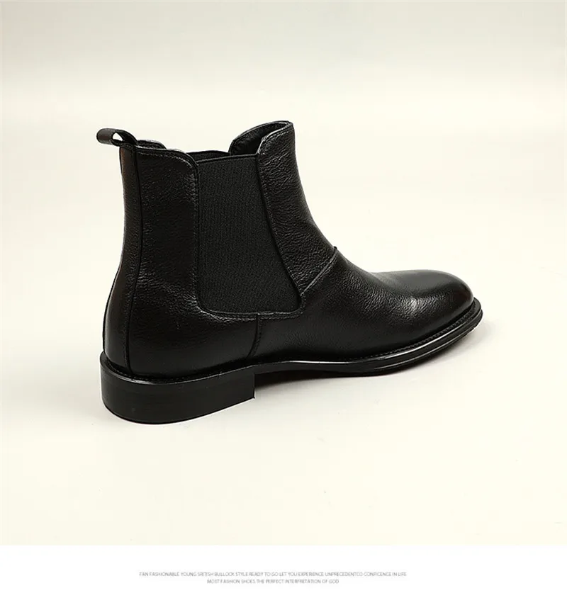 Модные черные ботинки челси из натуральной кожи Мужская Уличная обувь | Обувь