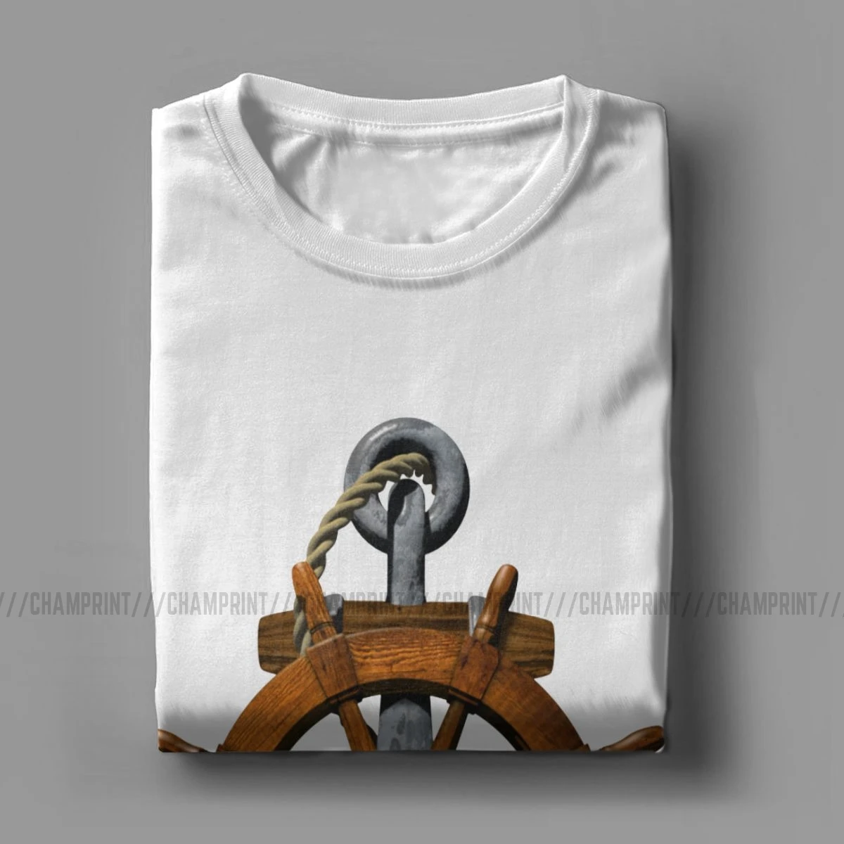 Футболка мужская хлопок короткий рукав морской корабль колесо и якорь парусный