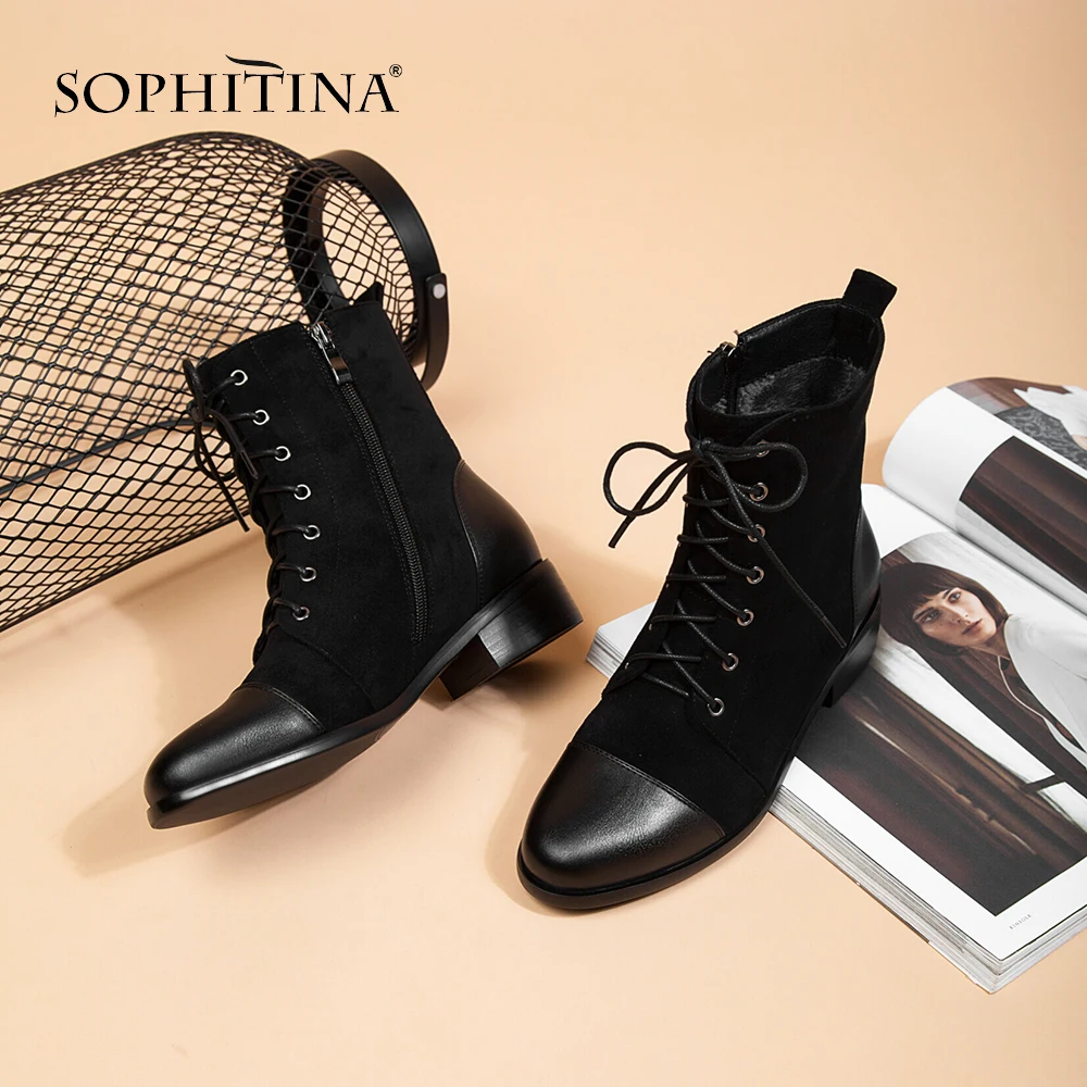 SOPHITINA/Ботинки женские на осень и зиму. Повседневные ботинки из натуральной кожи