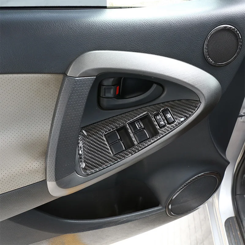 

For Toyota RAV4 2006-2012 Real Carbon Fiber 3D Sticker Window Panel Switch Button Frame Cover Trim Interior Car Accessories