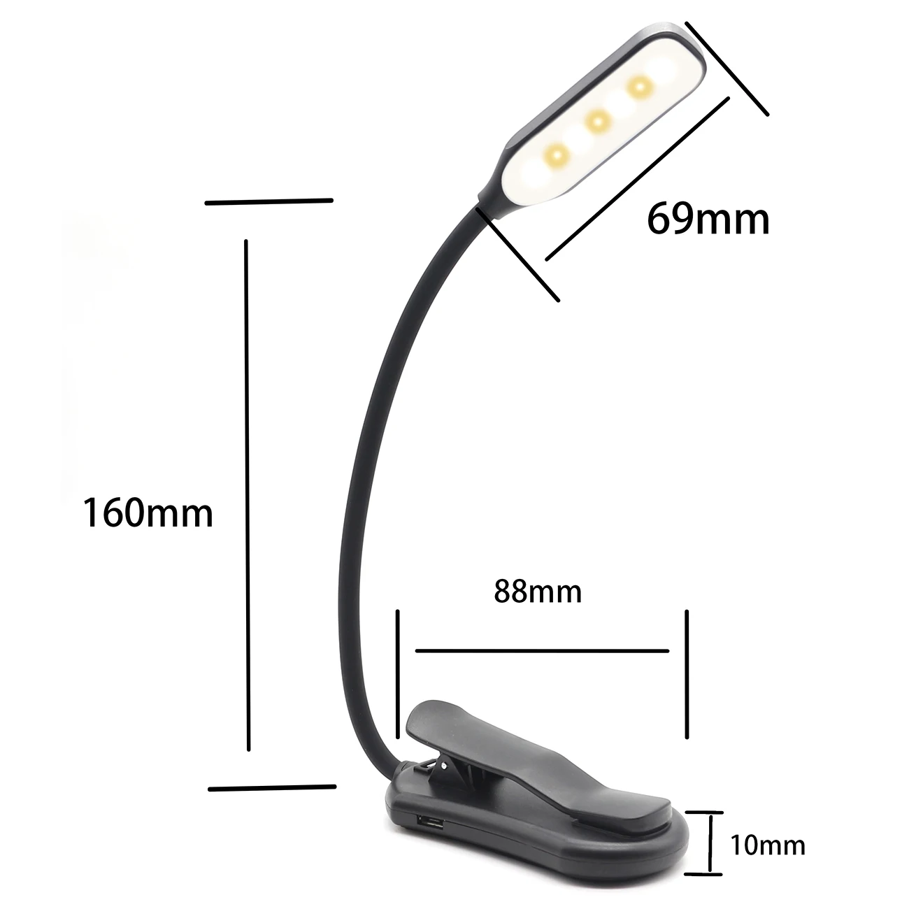 

1pc Book Light USB Led Rechargeable Mini Clip-On Desk Lamp Light Flexible Nightlight Reading Lamp For Travel Bedroom Read