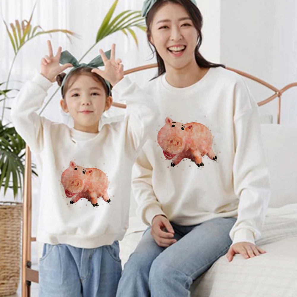 

Hamm the Piggy Bank Printing Family Look Sweatshirt Comfy Disney White Tops Kawaii Hot Selling Toy Story Parent Child Hoodies