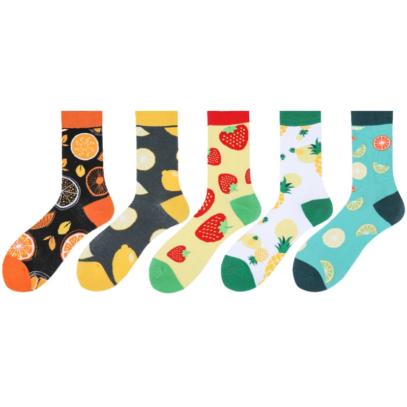 Мужские и женские хлопчатобумажные носки с фруктами банан брокколи кивифрукт