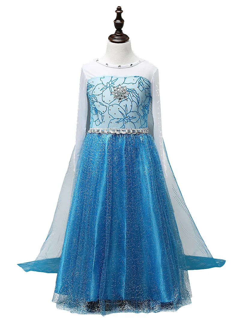 only dress3 Новая модель: платья «Принцессы Анна и Эльза» 2 шт. Бандажное платье От 4 до 10 лет платье принцессы с длинными рукавами Штаны для девочек с рождественским изображением Платья для праздников и дней рождения для детей - Цвет: only dress3