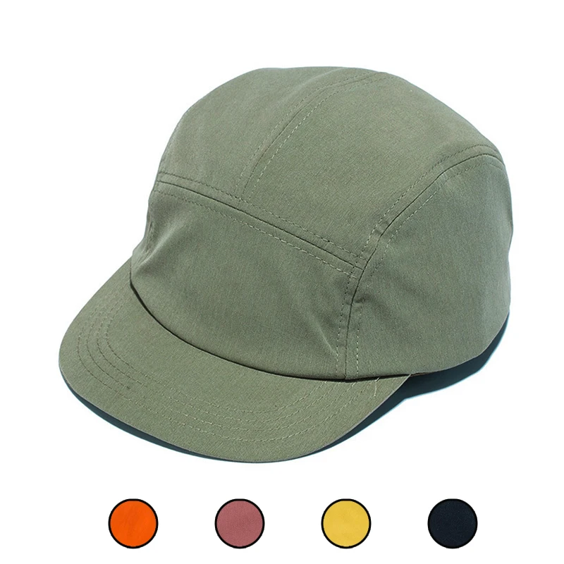 

5 Panels Cap Short Brim Baseball Hat for Women Flat Bill Blank Camping Gorras Solid Color Low Crown Classic Adjust Men Gorro