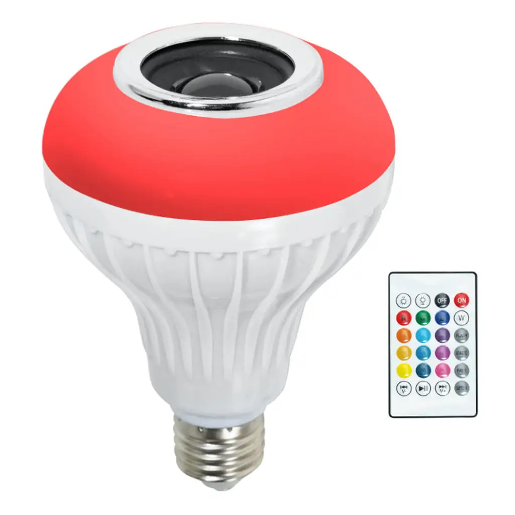 

2xBulb Speaker Bluetooth LED Light Music RGB Wireless E26 Remote 12W Lamp