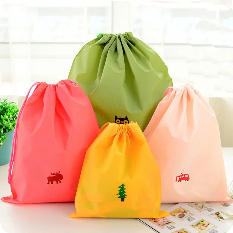 Милая мультяшная цветная сумка со шнурком переносная дорожная для хранения