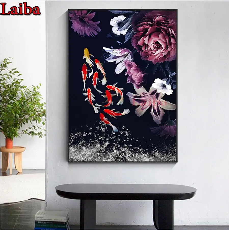 

Koi fish пион цветы 2020 Новинка Diy дрель Алмазная картина цветы картина горячая Распродажа украшения стен набор стежков с кристаллами