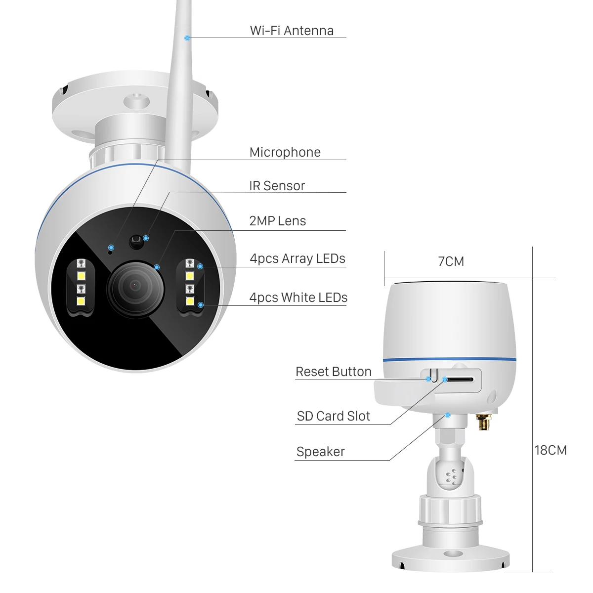 HD 2MP 1080P Водонепроницаемая WiFi IP камера двухсторонняя аудио беспроводная уличная камера 20 м полноцветная камера ночного видения CCTV камера безопасности