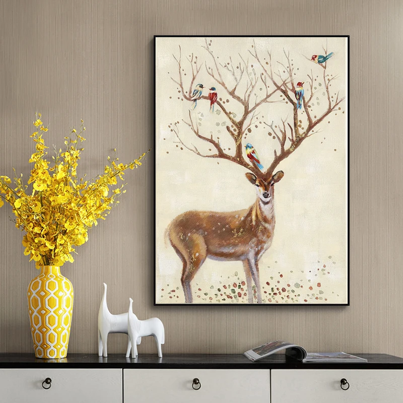 RELIABLI художественный постер с оленем абстрактный красочный животный холст