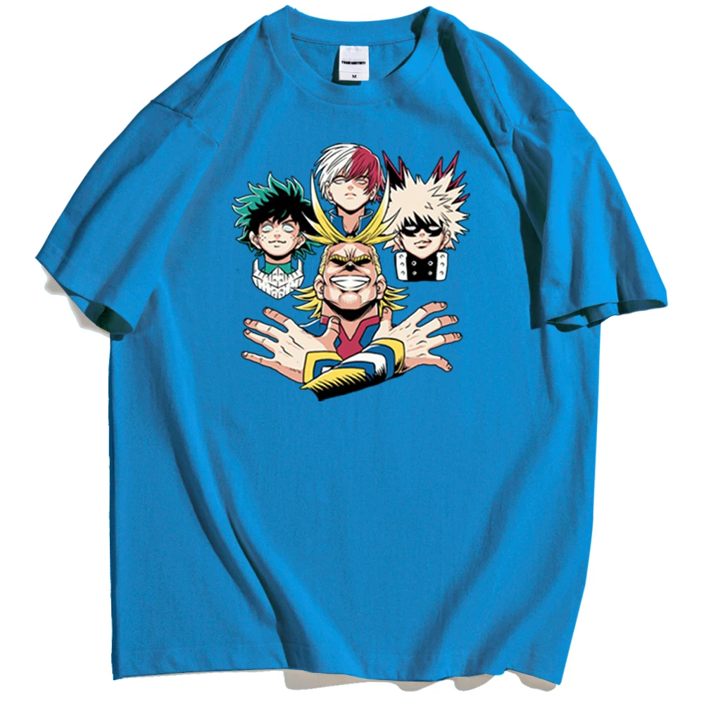 

2021 Summer Men's T-shirt My Hero Academia Cartoon Printing Cool New Men's T-shirt Punk High Quality Round Leading Trend