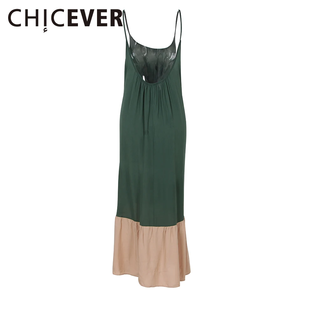 Chicever 2017 хит Цвета летнее платье Женская Туника Спагетти ремень Длинные