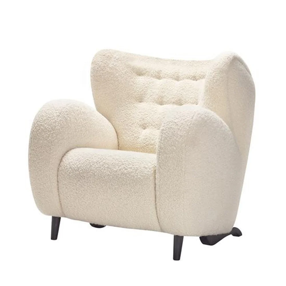 

New Trend Modern Sofa ArmChair Fabric Teddie Sheepskin Fur Plush Cover Accent Chair