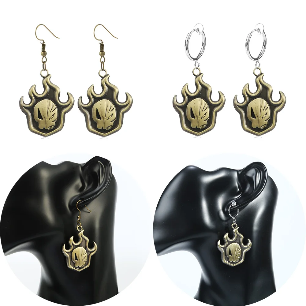 

Anime BLEACH Earrings Pendant Kurosaki ichigo Fire Shape Ear Clip Hanging Dangle Gifts Jewelry Earrings for Women Accessories