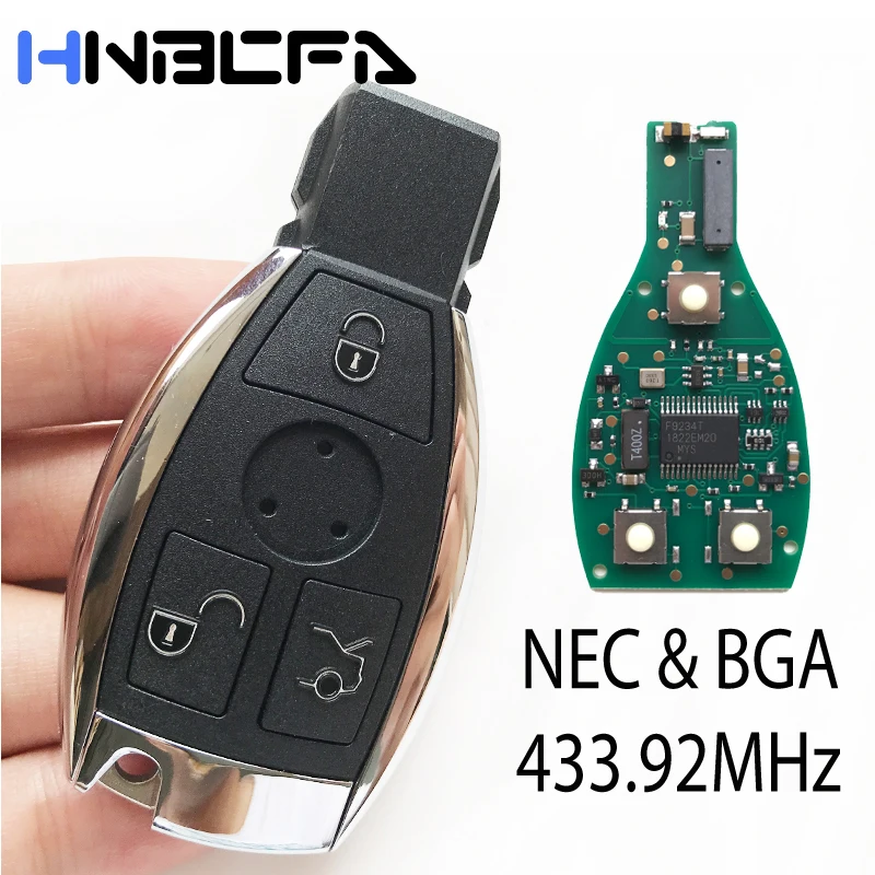 

3 Buttons Smart Remote Key For Mercedes Benz Year 2000+ Supports NEC&BGA Type Auto fob with 433.92MHz replace NEC Chip