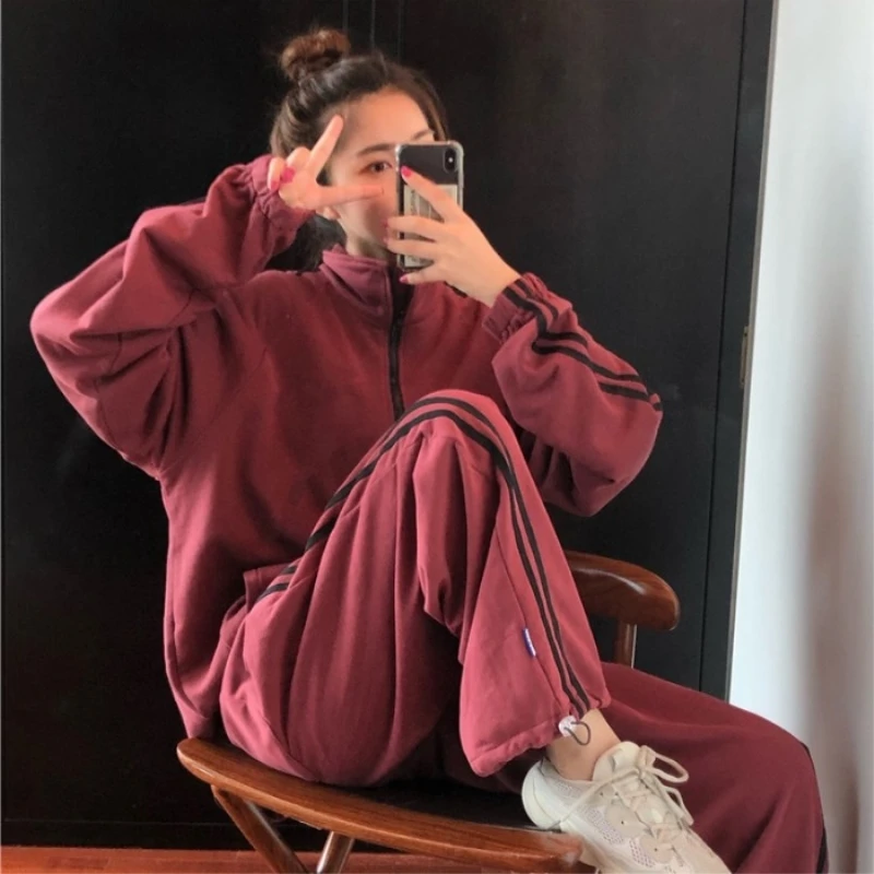 Женский спортивный костюм повседневный оверсайз в Корейском стиле с длинным