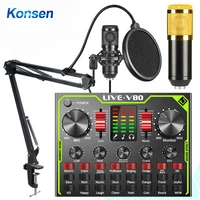bm800 condenser microphone bluetooth mixer audio sound card live broadcast recording k song game computer pc mobile phone