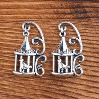 antique silver color 10pcs zinc alloy birdcage shape metal pendant charms for jewelry making handmade diy necklace accessories