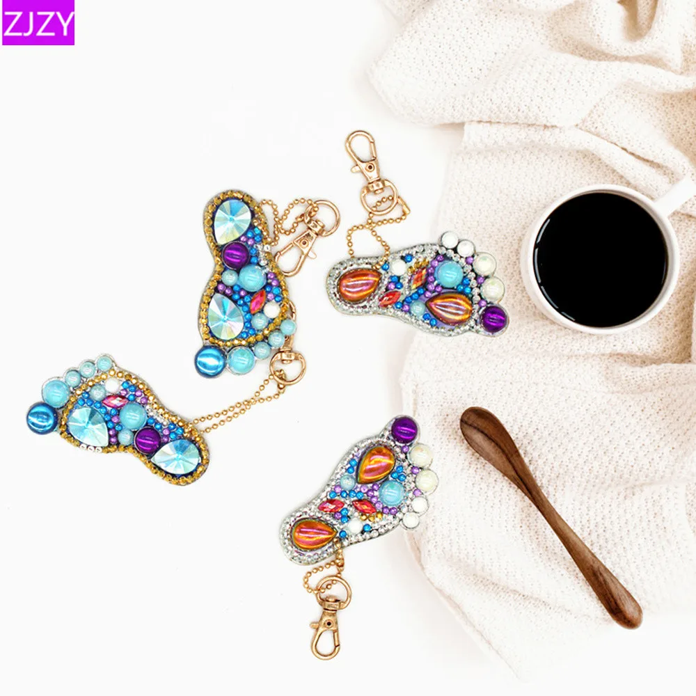 4 шт. DIY милый брелок в виде ступни специальная форма полная дрель Алмазная