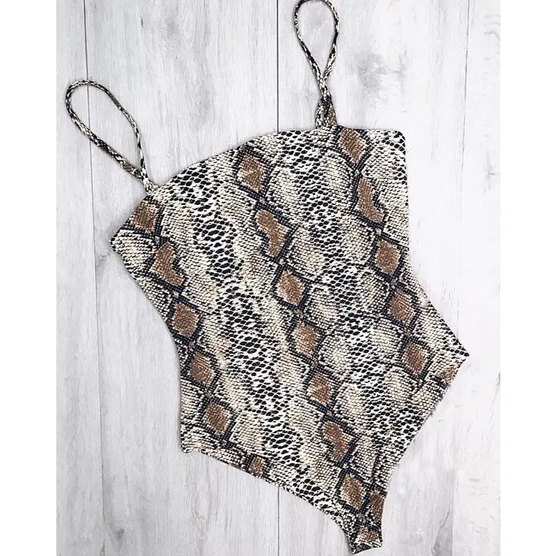 Летний облегающий Цельный купальник со змеиным принтом и леопардовым Женское