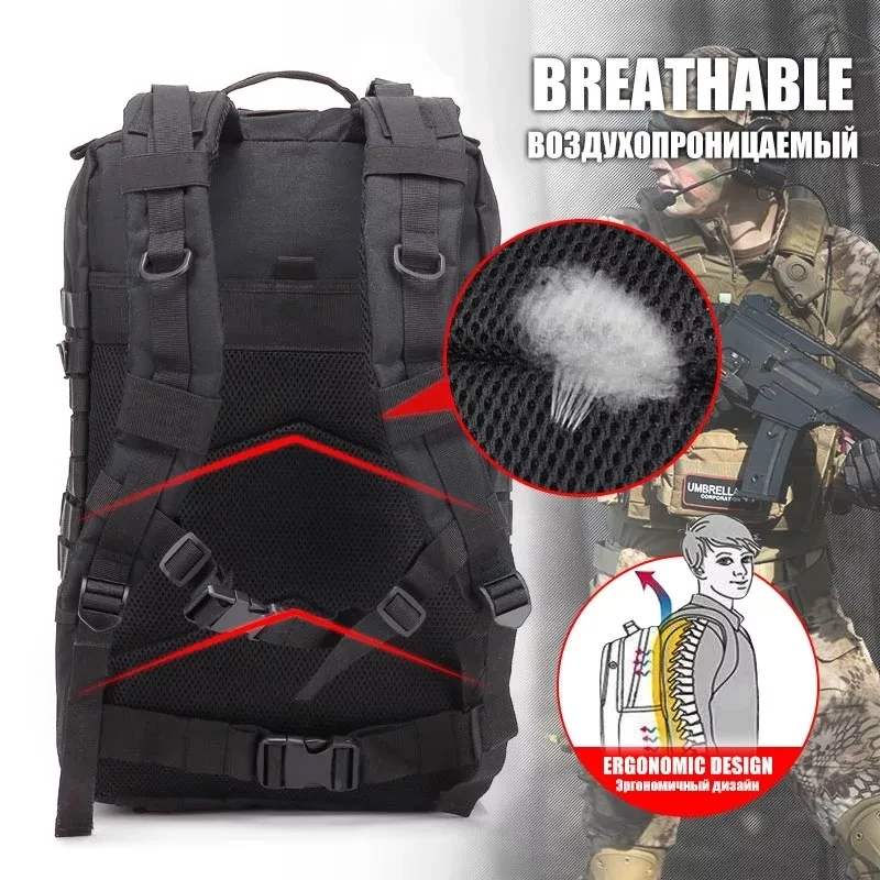 

50L large capacity men's Army Tactical backpack outdoor waterproof insect backpack 3P soft back hiking hunting bag