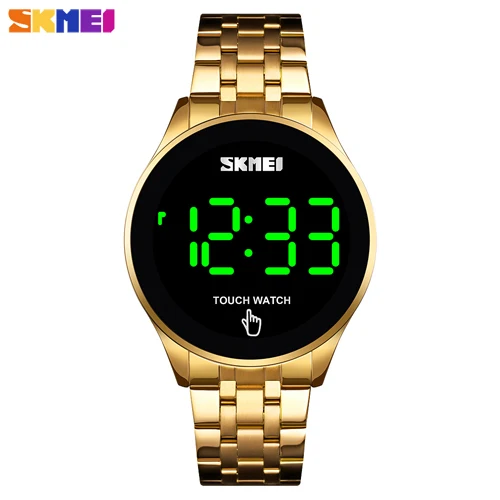 Gold watch SKMEI мужские часы цифровой светодиодный светильник дисплей Электронные наручные часы спортивные военные водонепроницаемые мужские стальные часы Relogio Masculino - Цвет: Gold watch