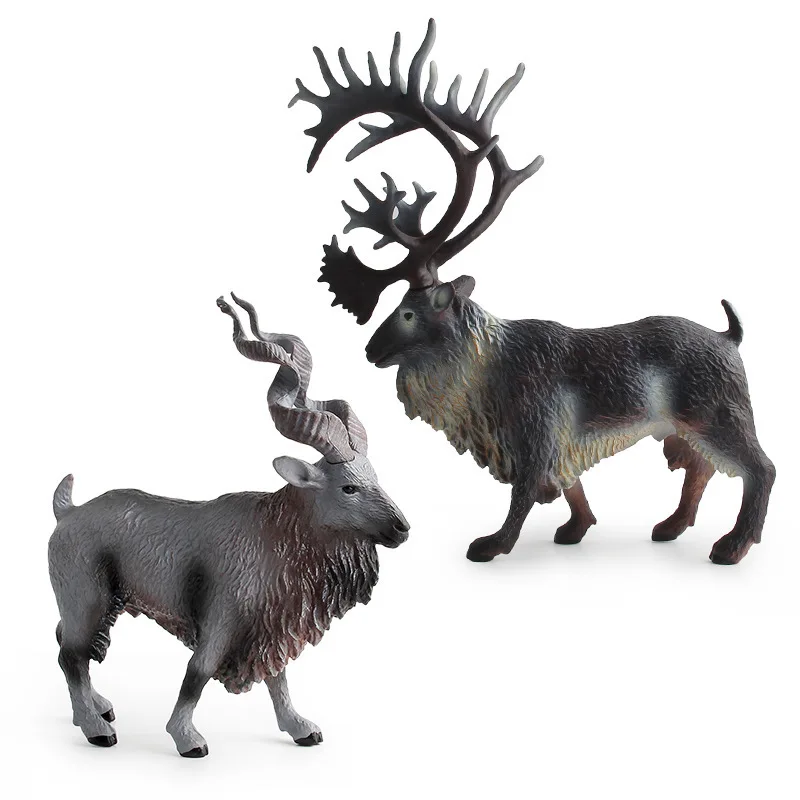 

New Simulation Wildlife Model Christmas Ice Snow North American Reindeer Twist Horn Goat Static Model Ornament Toys Gifts