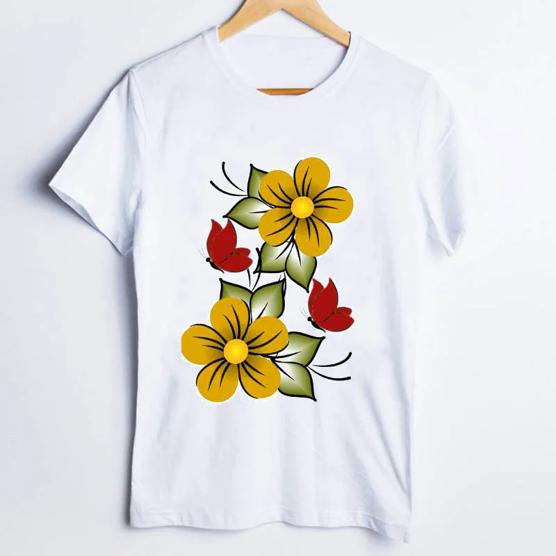 

Tees for Women Print Butterfly Cartoon Printing Short Sleeve Trend Style Ladies Clothes Lady Tops Clothing Female T T-Shirt
