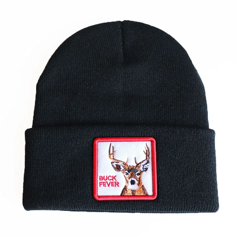 

2021 Soft Knitted Cap Female Cotton Beanies For Women Men Winter New Animal Stickers Warm Hats Solid Bonnet Autumn Skullies Caps