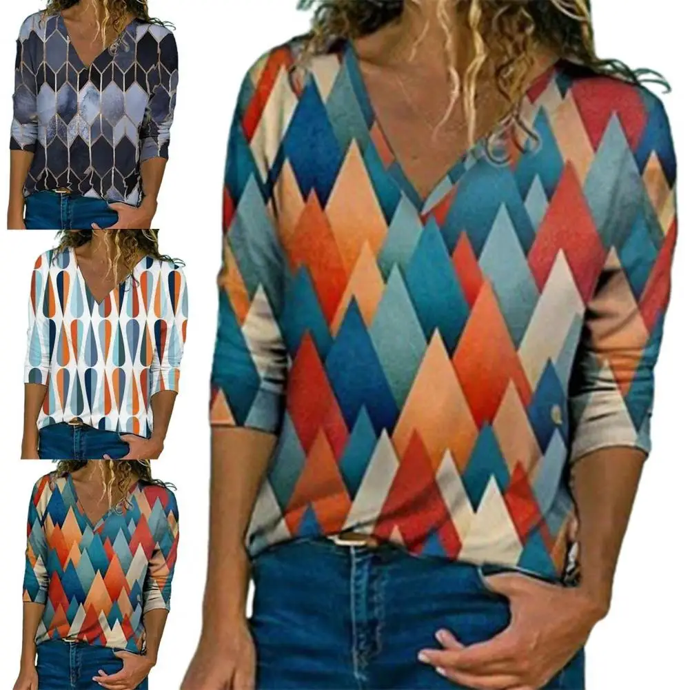 

Женская Тонкая блузка с длинным рукавом и V-образным вырезом