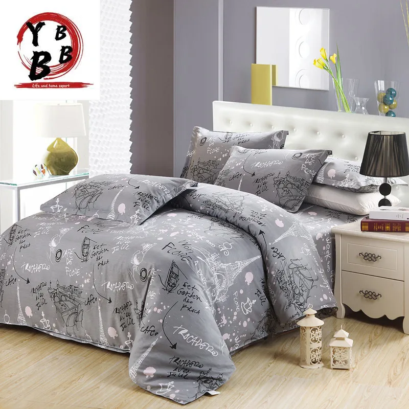 

Modern fashion gray Cartoon beddding set Twin Full Queen King Size Quilt cover Duvet Cover bed Sheet pillow cases bedclothes