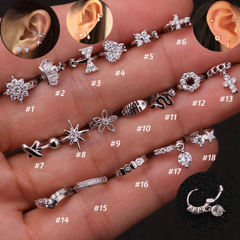 1 шт. новинка кольцо из нержавеющей стали CZ Nostril пирсинг для ушей Daith Rook ювелирное