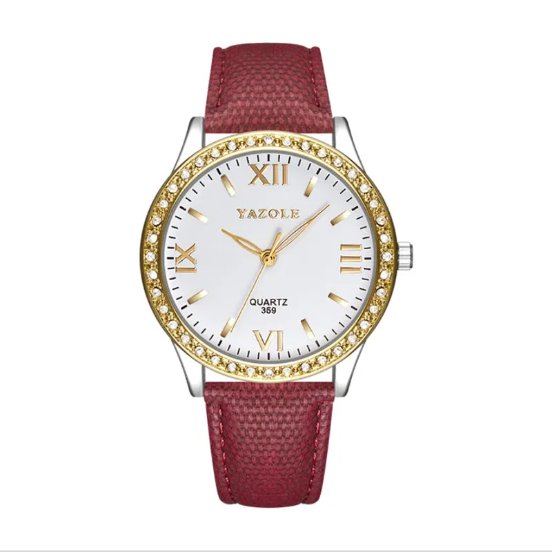 

Yazole Brand montre dame 2020 New Leather Strap Women Watch Luxury Fashion Rhinestone Ladies Watches Dress Quartz Wrist Watch