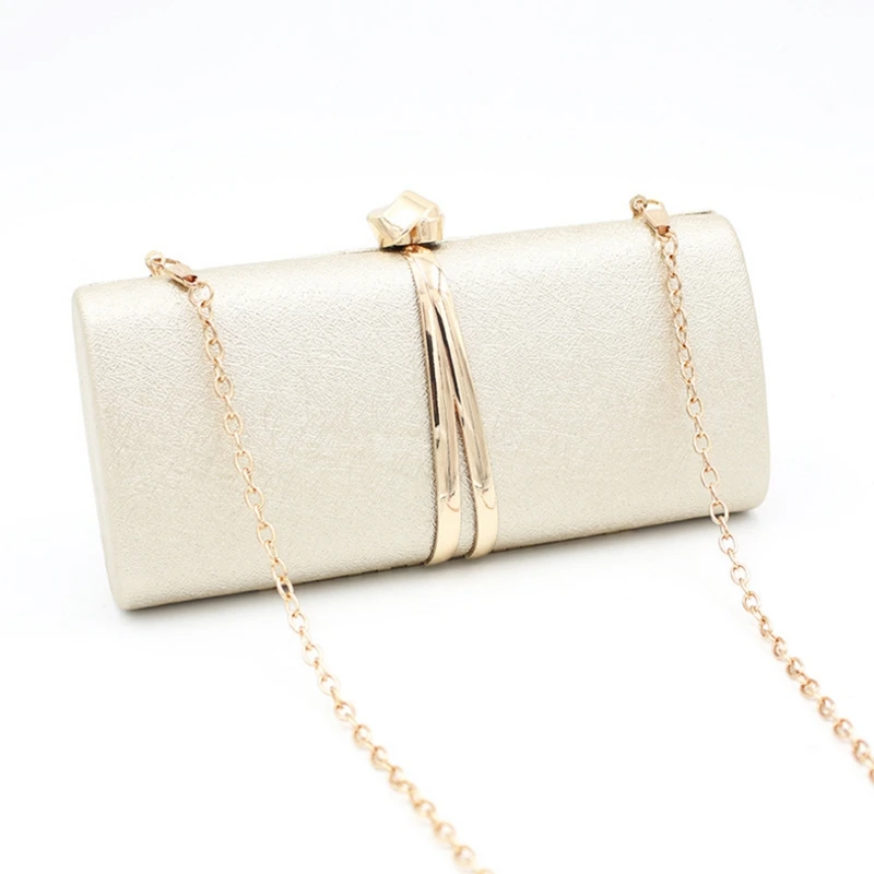 Sac à main en cuir PU doré pour femmes, asymétrique épaule, à bandoulière, avec chaîne, décoration de Bar en métal, sacs de soirée pour fête