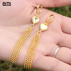 Модные серьги с кисточками в форме сердца для женщин, длинные серьги в стиле бохо Huggie, роскошные вечерние и свадебные ювелирные изделия из 18-каратного золота, аксессуары, оптовая продажа