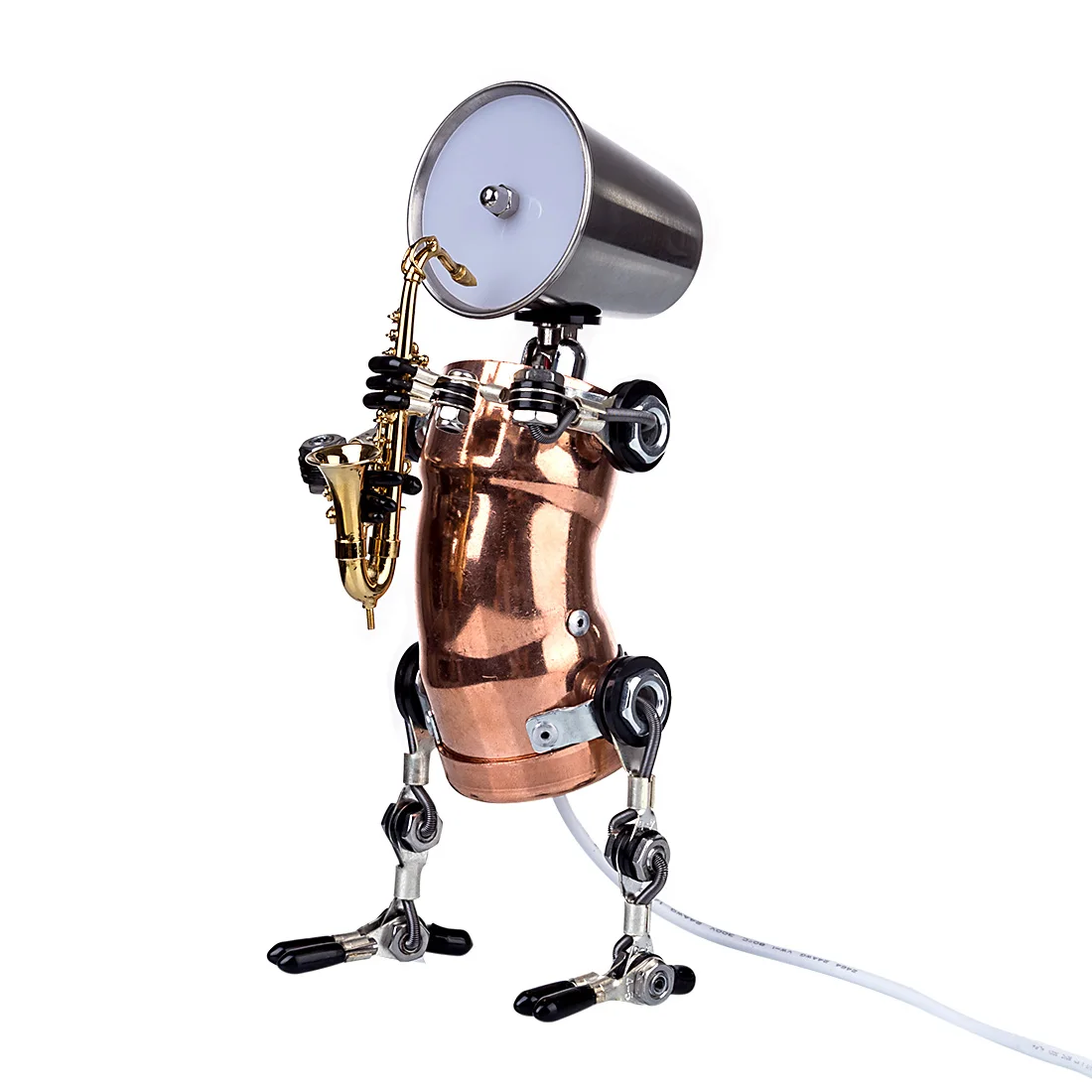 

3D Steampunk Metal Robot Table Lamp Model Handmade Assembled Crafts For Home Decor - Sax Bill /Vocal Mick/ Trumpet George