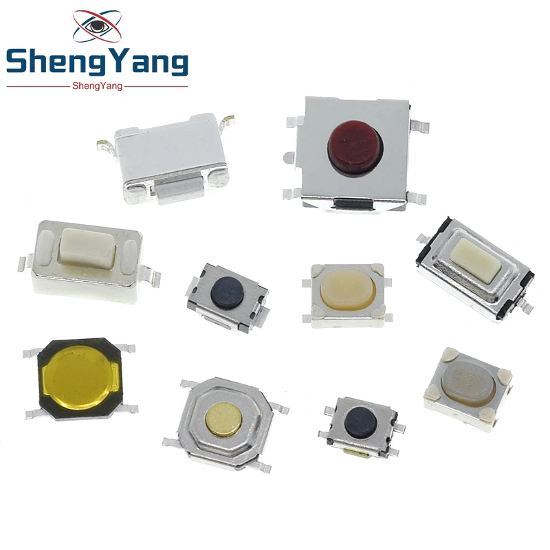 Тактильный кнопочный переключатель 3*6 3*4 4*4 SMD, 100 шт., 2 контакта, 4 контакта, сенсорный микропереключатель 3x4x2 3x6x4,3 3x6x2,5 3x6x5 4x4x1,5 4*4*2,5