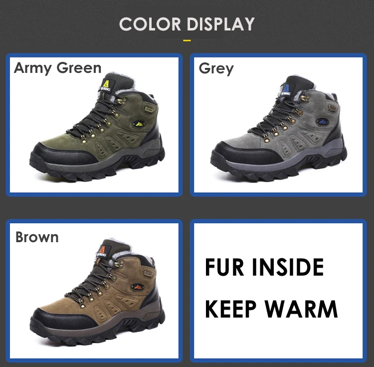 Winter Men's Ankle Boots Classic Outdoor Athletic Sneakers Athletic Shoes Women Boots Female Warm Large Size Cotton Shoes 36-48