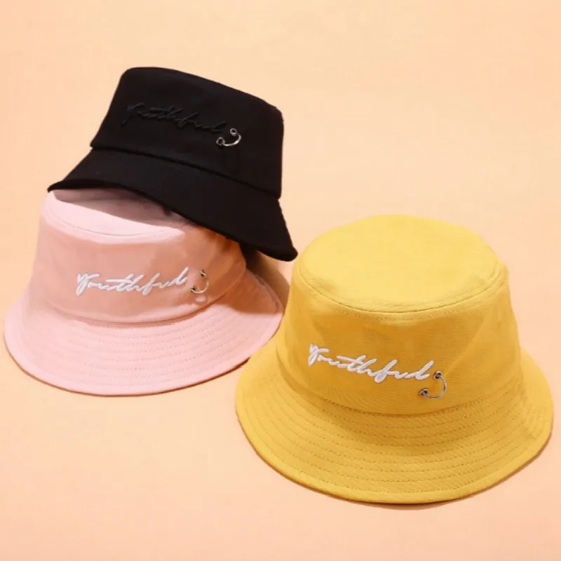 hip hop ring bucket hat for men embroidery cotton hiphop male cap outdoor sports unisex sunscreen sun beach panama bob | Аксессуары для