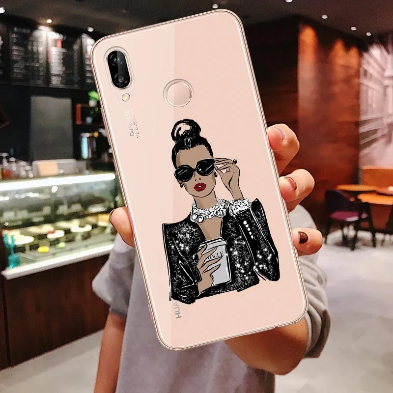 Прозрачный мягкий чехол для Huawei P30 Lite Pro P20 P20Pro P40 Mate 20 с черными и коричневыми
