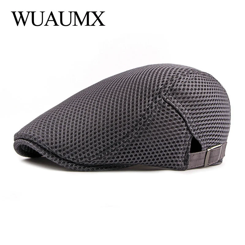 

Simple 2022 Summer Berets Hat Men Women Hollowing out Breathable Newsboy Cap Sun Visors Beret Caps Solid Herringbone Flat Caps