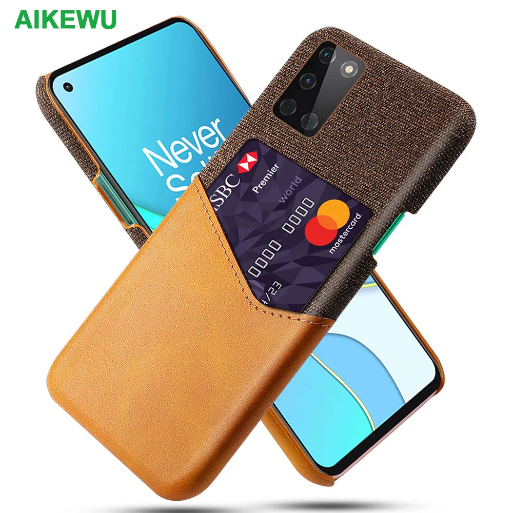 

For OnePlus 8T Shockproof Case for OnePlus 5T 6 6T 7 7T 8 Pro Business Fabric + Luxury Leather Card Holder Fitted Cover