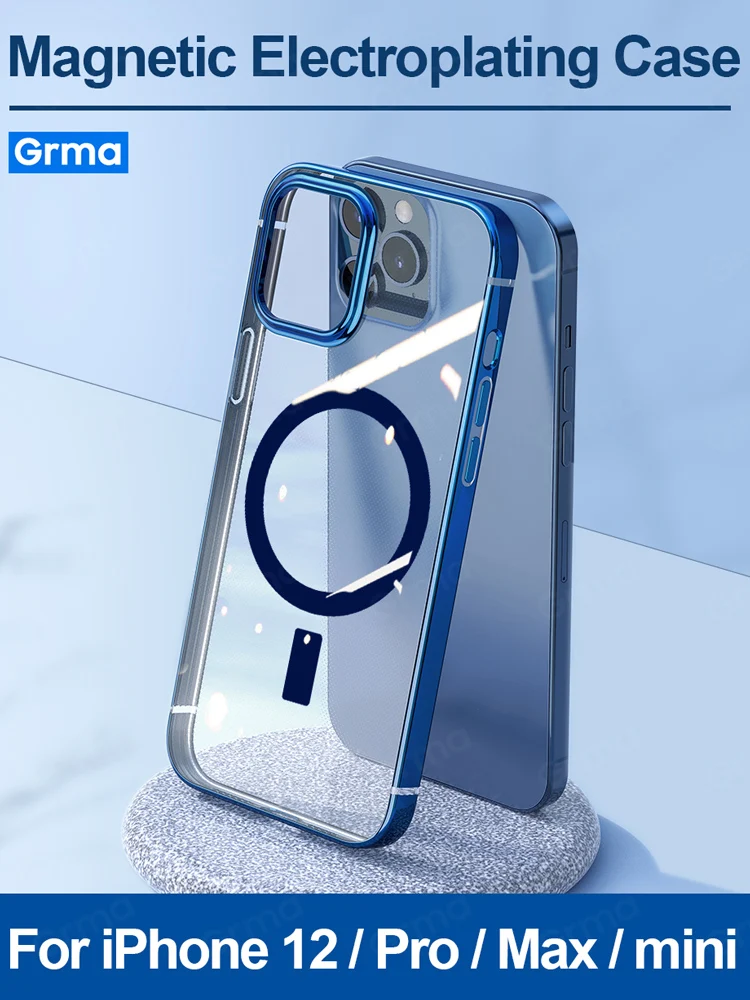 Оригинальный магнитный прозрачный чехол GRMA для iPhone 12 Pro Max mini жесткий