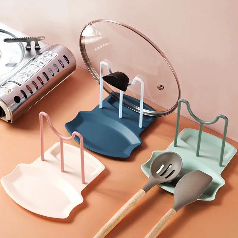 

Dish Rack Kitchen Organizer Pot Lid Storage Rack Countertop Punch-free Spoons Pad Bracket Home Shelf Kitchen Gadgets Accessories