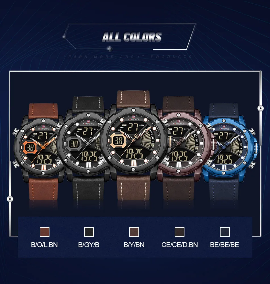 NAVIFORCE часы мужские спортивные кварцевые наручные часы мужские s двойной дисплей аналоговые цифровые часы мужские светящиеся Дата Relogio Masculino