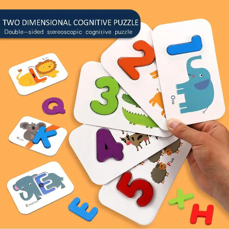 Детский двусторонний стерео буквенно цифровой Набор обучающих карт английский